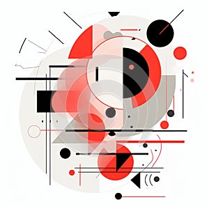 Abstract Geometrical Shapes In Red, Black, And White