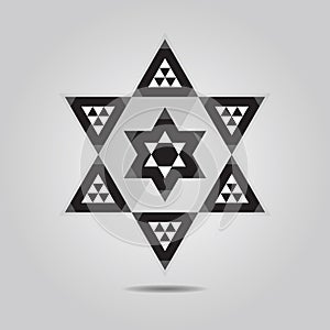 Abstract geometrical triangle tile hexagram icon