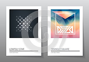 Abstract geometry backgrounds set. A4 format, vector templates.