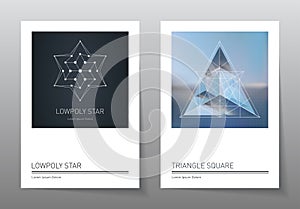 Abstract geometry backgrounds set. A4 format, vector templates.