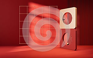 Abstract geometry interior background, 3d rendering