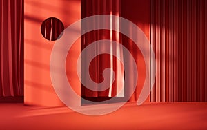 Abstract geometry interior background, 3d rendering