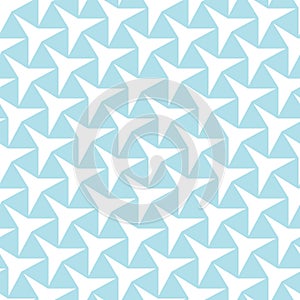 Abstract geometry light blue deco art three point star pattern