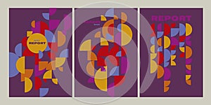 Abstract geometry minimalistic colorful poster set