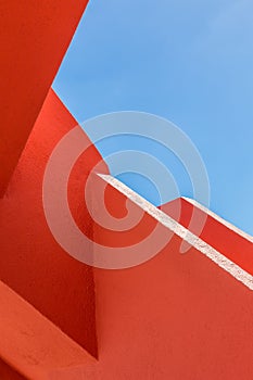 Abstract geometry of orange rugger bending photo