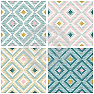 Abstract geometry in retro colors, diamond shapes geo pattern