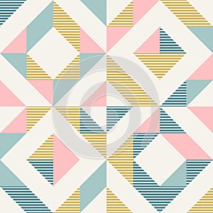 Abstract geometry in retro colors, diamond shapes geo pattern