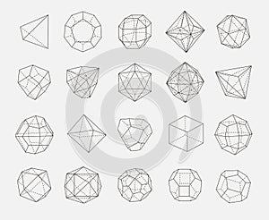 Abstract geometry shapes vector outline set