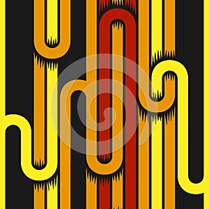 Abstract geometry stripped seamless pattern with curves. Vector