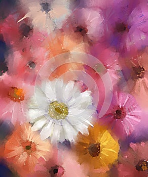 Abstract Gerbera Flower.Oil painting