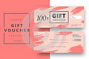 Abstract gift voucher card template. Modern discount coupon or c