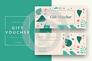 Abstract gift voucher card template. Modern discount coupon or c photo