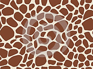 Abstract giraffe seamless pattern. Animal skin texture, cute modern geometric background, brown spots art print. Vector design