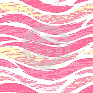 Abstract girly seamless pattern. Vector pink wavy stripes texture isolated on white background.