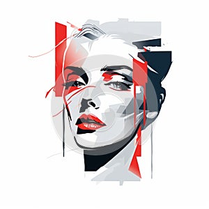 Abstract Glamorous Hollywood Portrait: Modern Youth Face Illustration