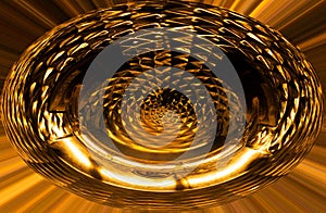 Abstract glass crystal vase with distortions in gold colors