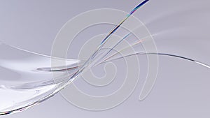 Abstract glass ribbon flow wave on bright background