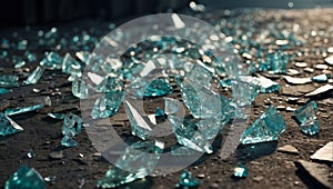 Abstract glass shattered or litter due to unexpected disruption