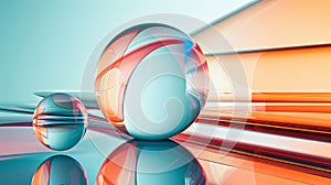Abstract glass spheres with vibrant reflections image, ai generated