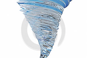 Abstract glass tornado isolated on white background, 3D rendering