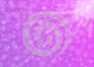 Abstract Glistening Light Rays, Bubbles and Sparkles in Purple and Pink  Background