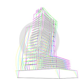 Abstract glitch architectural drawing sketch,Illustration