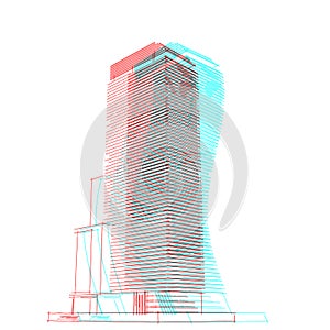 Abstract glitch architectural drawing sketch,Illustration