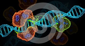 Distorted waves in red and blue create abstract glitch art background with digital noise effect and texture