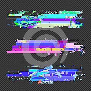 Abstract glitch design elements set