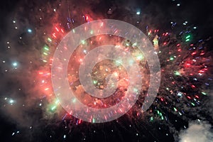 abstract glitter background with fireworks. christmas eve, 4th july holiday concept