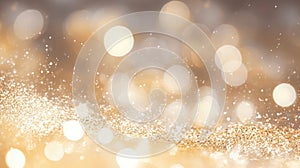 Abstract glittery gold and silver sparkling celebratory background with light bokeh. Perfect backdrop for product shots