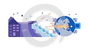 Abstract Global Data Network Connection Flat Vector Art, vector design Generative AI