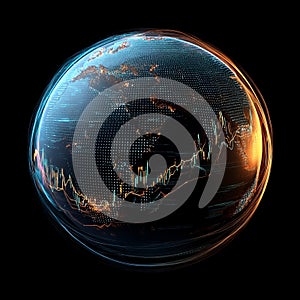 Abstract Global Financial Network Visualization with Glowing Data Streams