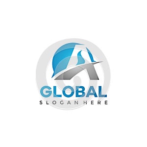 Abstract Global Letter A Vector Logo Template