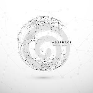 Abstract global network concept. Web structure, node net. Dots and connection mesh. Sphere technology cyberspace background