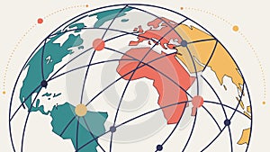 Abstract Global Network: Digital Connections & Worldwide Data Flow, vector design Generative AI