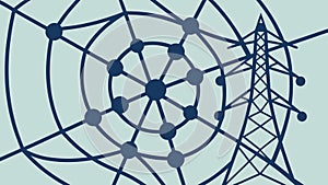 Abstract Global Network Grid, Technology & Data Vector, vector design Generative AI