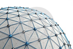 Abstract Global Network Sphere 3D Render of Interconnected Nodes isolated on white background - generated by ai