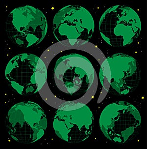 Abstract globe earth icons set.