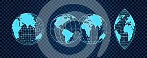 Abstract Globe Grid Set with 3D Mesh Elements