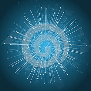 Abstract globe network background with connecting lines and dots photo