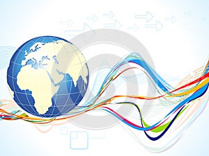 Abstract globe with wave background