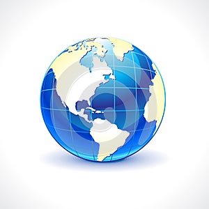 Abstract glossy blue globe icon