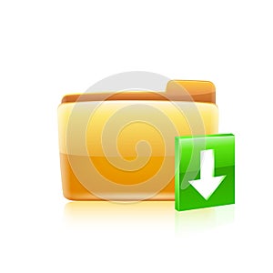 Abstract glossy download icon vector illustration