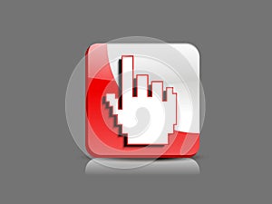 Abstract glossy hand cursor button