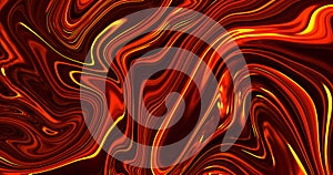 Abstract glossy orange and red liquid background. Luxary tangerin and black fluid art. 3d rendering.