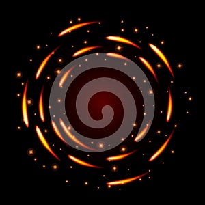 Abstract glow background with fire round shapes and sparkles.