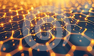 Abstract Glow Hexagonal Network Structure Background