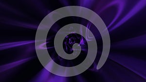 Abstract glow violet purple swirl futuristic tunnel on black dark background. 4K 3D seamless loop fantasy vivid psychedelic vortex