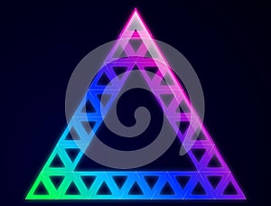 Abstract glowed triangle on dark background photo